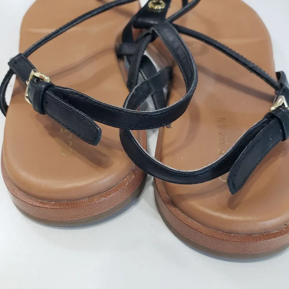 Cole Haan Women's Black Skinny Strap, Thong Sandals, Size 9 B